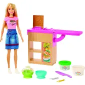 Barbie Pasta-Spielset mit Puppe (blond), Anziehpuppe, Küche mit Knete