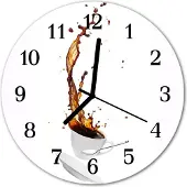 Tulup Glasuhr Wanduhr Küchenuhr Echt-Glas 30fi cm Kaffee weiß