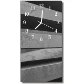 Tulup Glasuhr Wanduhr Küchenuhr Echt-Glas 30x60 Streifen Grau