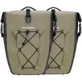RockBros 2 Stück Gepäckträgertasche 100% Wasserdicht Fahrradtasche 25-32L Tasche mit Tragegriff Grün