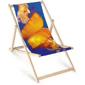 AllBags Holz Liegestuhl klappbar „Gelbe Qualle“ – Gartenstuhl Relaxstuhl Sonnenliege Balkon Terrasse Meeresmotiv