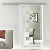 Levidor Glasschiebetür Komplettset 65 x 205 cm Wolfsburg Edelstahl mit Stangengriff
