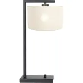 Steinhauer Tischleuchte Stang 1-flammig Mattschwarz mit weißer Schirmpe 20x14cm