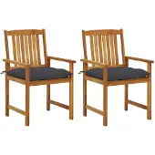 vidaXL Eleganten-Stil Gartenstühle mit Kissen 2 Stk. Massivholz Akazie DE9427956