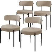 ML-Design Esszimmerstühle 4er Set, Küchenstuhl, aus Teddystoff Braun, Wohnzimmerstuhl mit Rückenlehne, Polsterstühle mit Metallbeinen, Loungesessel
