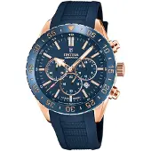 Festina Chronograph "Keramik Kollektion", rosa (blau, roségoldfarben, blau), Armbanduhren, Herren, roségoldfarben, Chronograph, Armbanduhr, Quarz, Herren, Keramiklünette, Saphirglas, Stoppfunktion