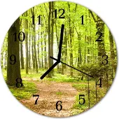 Tulup Glasuhr Wanduhr Küchenuhr Echt-Glas 30fi cm Wald grün