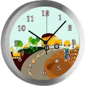 CreaDesign Funkuhr, Kinder Wanduhr, Kinderuhr, Kinderzimmer Baustelle