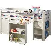 58 aufm Kessel Kinderbett Karolina 210x114x106 Massivholz+MDF Weiß Schrank