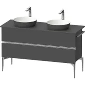 Duravit Sivida Konsolenwaschtischunterbau, 2 Schubkästen, Griffleiste chrom, 1315x475x548mm, SV4661010490000, Farbe: Graphit matt