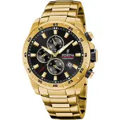 Festina F20541/4 Chronograph Uhr Herrenuhr Edelstahl Chrono Datum gold