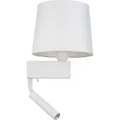 Licht-Erlebnisse Wandleuchte mit Leselampe Schalter Weiß Stoffschirm Modern wohnlich LEONIE Wandlampe Bett Sofa