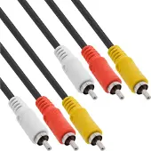 InLine Cinch Kabel, Audio/Video 3x Cinch, Stecker / Stecker, 10m, 3 x RCA, 10 m, Schwarz
