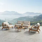 Suns TERMOLI Sofagarnitur 5-teilig Teak inkl. Kissen Taupe gravel