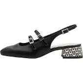 Tamaris Pumps Schwarz mit Blockabsatz, Riemchen und quadratischer Spitze, Größe 44