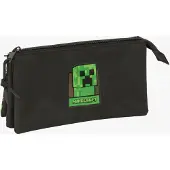 Minecraft 22x12x3 Cm Triple Mäppchen Schwarz Mann Schwarz One Size
