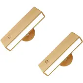 Crrynuo 2er-Set Nachttischlampen – Kabellose Wandleuchten – Wiederaufladbar, LED, Holz – Kabellose Wandlampe, Kabellose LED-Wandlampe