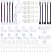 Aibecy 4-poliges LED-Streifen-Anschluss-Set fuer 5050 LED-Lichtleisten fuer DIY-Beleuchtungsprojekte