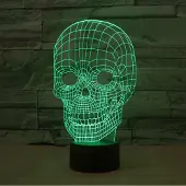 Crrynuo LED-Totenkopf-Illusionslampe, 3D-Totenkopf-Nachtlicht, Tod, als Geschenk für Kinder, Halloween-Dekoration