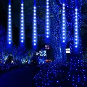 Lapamax LED Fallendes Licht Meteorschauer Weihnachtsbeleuchtung Wasserdicht (288LEDs,50CM,Blau)