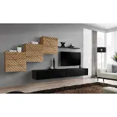 ASM-Moebel Anbauwand Wohnwand Schrankwand SWITCH X Wotan mit Lamellen Hochglanz Push Click