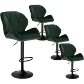 Woltu 4er Set Barhocker, höhenverstellbar drehbar, Samt Stahl, Dunkelgrün