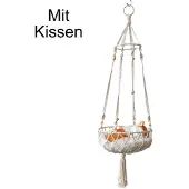 Crrynuo Quaste Makramee hängende Katzenhängematte Handgewebtes Katzenschaukelbett Hauskatzen für InnenfensterMit Kissen