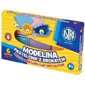 Astra Modelliermasse 6 Pastellfarben mit -Glitzer