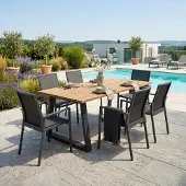 CLEMENTO MWH Verona Gartenmöbel-Set 7tlg. mit 220x100cm Tisch