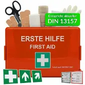 Karat Erste-Hilfe-Koffer DIN 13157:2021 Verbandkasten mit Wandhalterung und ISO-Aufklebern 1 St