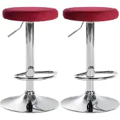 CLP 2er Set Barhocker Ponte Samt chrom rot