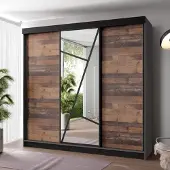 KIER FURNITURE Schrank mit Spiegel - Kleiderschrank mit Schiebetüren, 200x205x59 cm