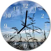Tulup Glasuhr Wanduhr Küchenuhr Echt-Glas 30fi cm Gras blau
