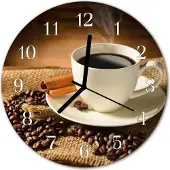 Tulup Glasuhr Wanduhr Küchenuhr Echt-Glas 30fi cm Kaffee braun
