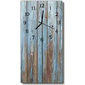 Tulup Glasuhr Wanduhr Küchenuhr Echt-Glas 30x60 Holz Mehrfarbig