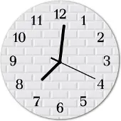 Tulup Glasuhr Wanduhr Küchenuhr Echt-Glas 30fi cm Ziegel weiß