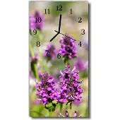 Tulup Glasuhr Wanduhr Küchenuhr Echt-Glas 30x60 Blumen Mehrfarbig