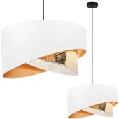 Light11 HOME ASTI Hängelampe, schräg, schwarz, 1 flacher Lampenschirm, weißgolden, TS