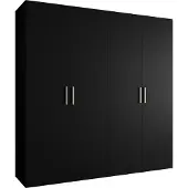 MEBLE KRYSPOL Schrank 200x202x52 cm mit Kleiderstange, 4xTür, BARI, Schwarz, Griff Silber