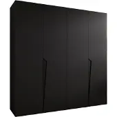 MEBLE KRYSPOL Schrank 200x202x52 cm mit Kleiderstange, 4xTür, PIANO, Schwarz, Griff Schwarz