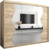 MEBLE KRYSPOL Kleiderschrank, Schiebetürenschrank Schlafzimmer, Schrank mit Spiegel MADRYT 250 cm