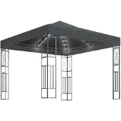 vidaXL Pavillon mit LED-Lichterkette 3x3 m Anthrazit Stoff