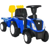 HOMCOM Kinder Rutschauto NEW HOLLAND Rutscherfahrzeug Kinderauto Kinderfahrzeug klassische Auto Laufhilfe mit Hupe Kunststoff Metall Blau 91 x 29 x 44 cm
