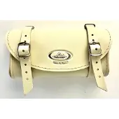 Classic Cycle Klassische Satteltasche in Lederoptik creme mit Metallschließen 16,5x8,5x4,5 cm
