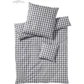 Elegante Perkal-Bettwäsche-Garnitur Quadro Farbe silber Größe 200x200+2x40x80