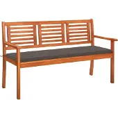 vidaXL 3-Sitzer-Gartenbank mit Auflage 150 cm Massivholz Eukalyptus