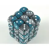 Chessex Gemini 12mm d6 Dice Blocks with pips Dice Blocks (36 Dice) - Steel-Teal w/white