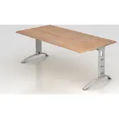 Hjh OFFICE PRO FARO 2E S - 200 x 100 Nussbaum/Silber höhenverstellbar