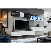 ASM-Moebel Anbauwand Wohnwand Schrankwand SWITCH M3 mit Hochglanz Push - Click und LED Bel.