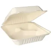 Papstar Menüboxen aus Zuckerrohr "pure" 3-geteilt 20 x 22 cm weiß 25 Stück